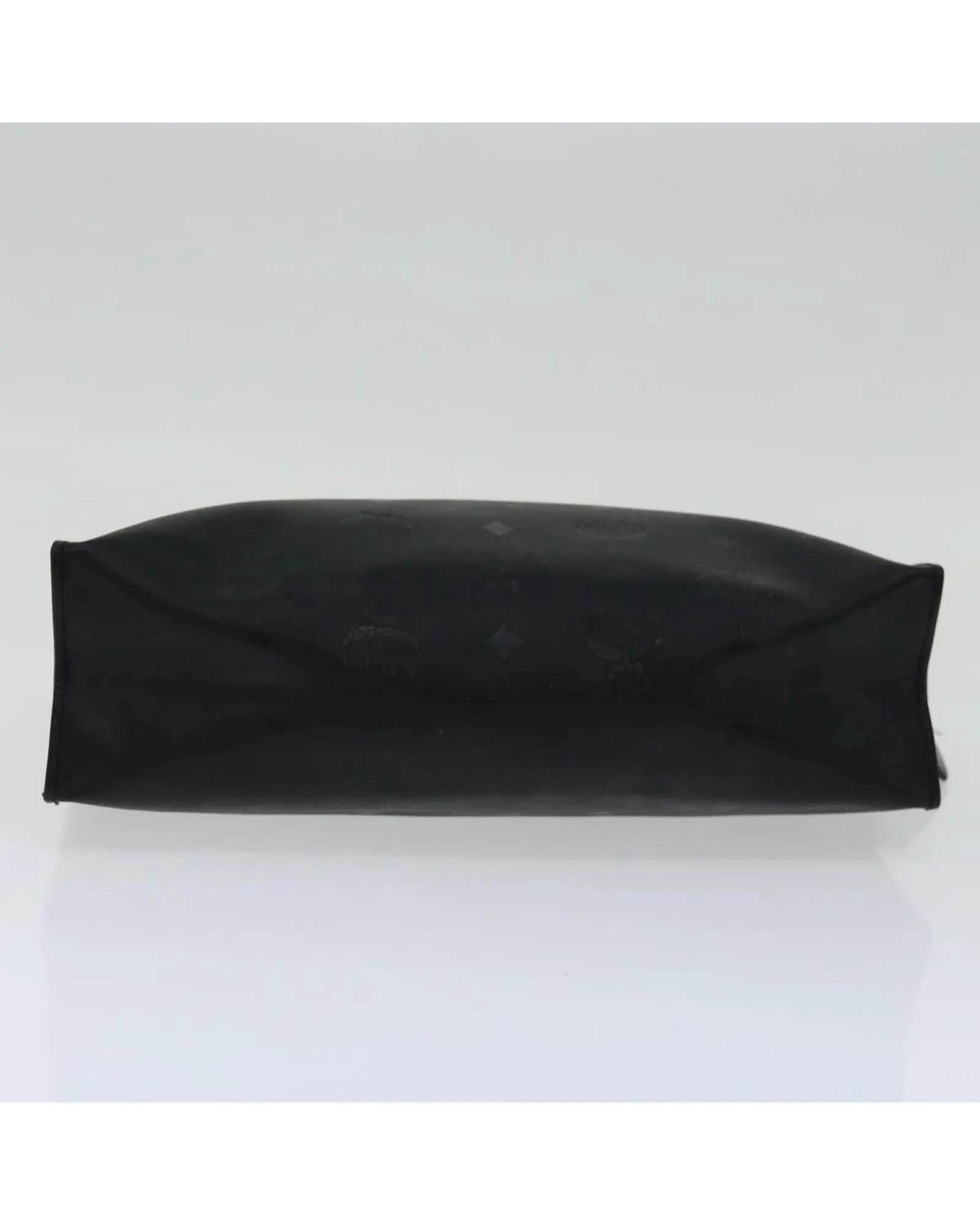Black PVC Leather Clutch Bag with Logogram Design